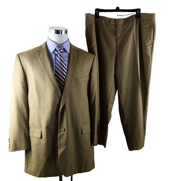 Giorgio Fiorelli Super Lux 150 46L 2 Button Desert Tan 2pc Suit 40x26 FF - Picture 1 of 16